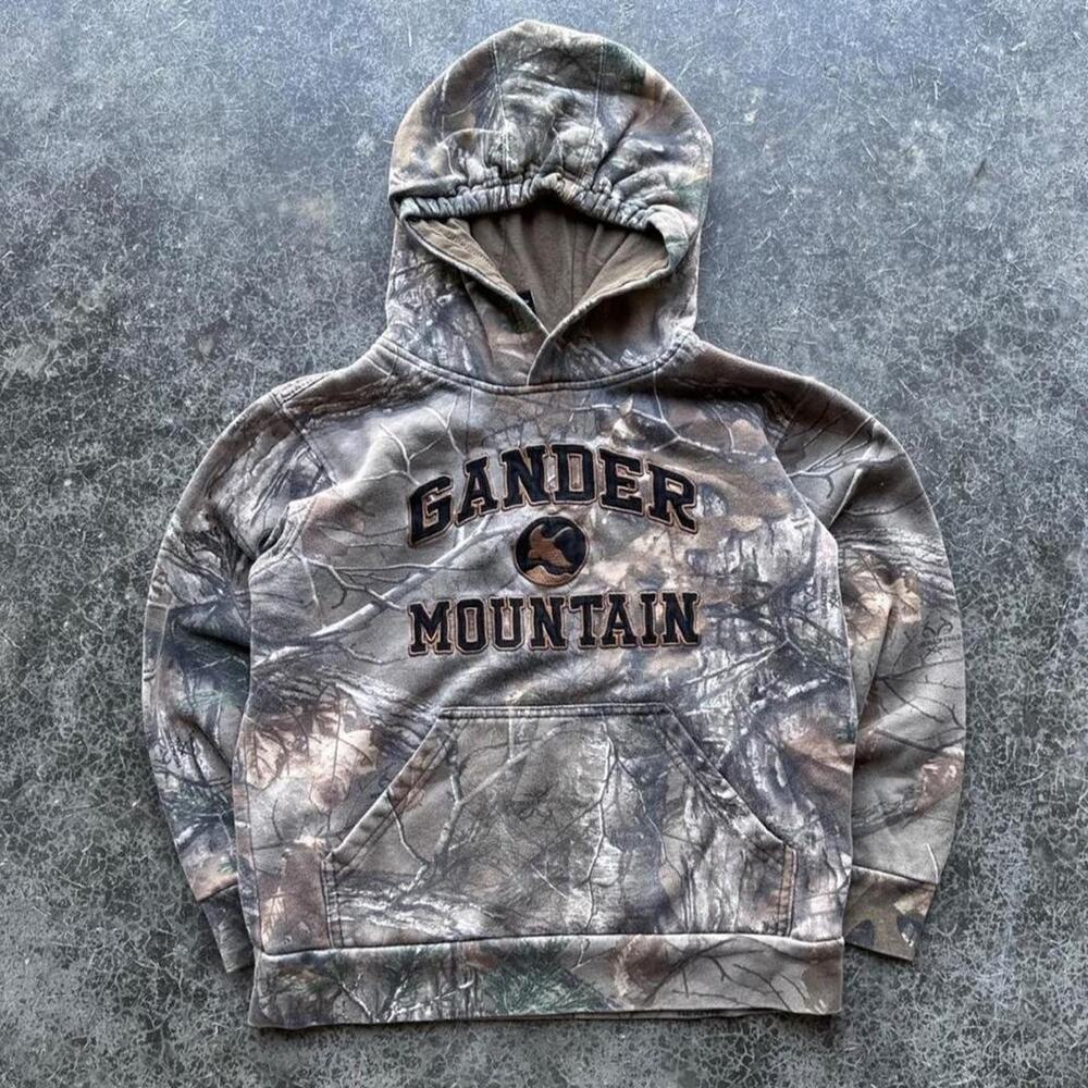 Y2K 2000s Gander Mountain Realtree Camo Essential Pullover Hoodie XS